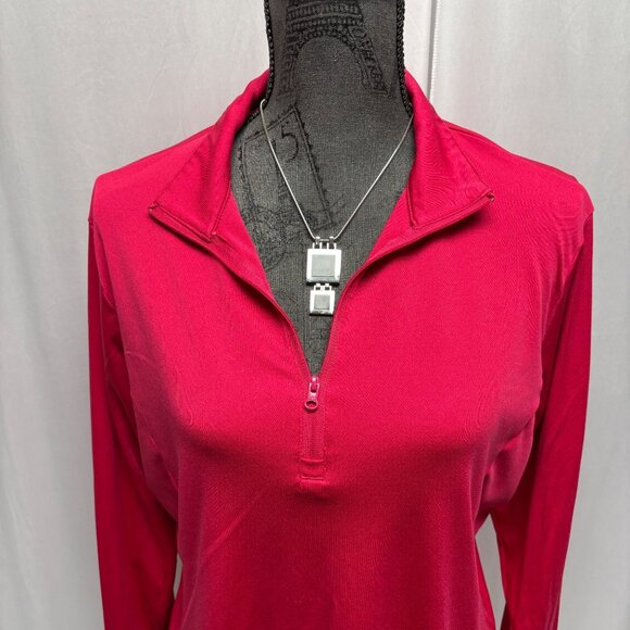 Sport-Tek Top Womens Size Large Fuchsia Long Sleeve Pullover Comfy Activewear - Picture 2 of 9
